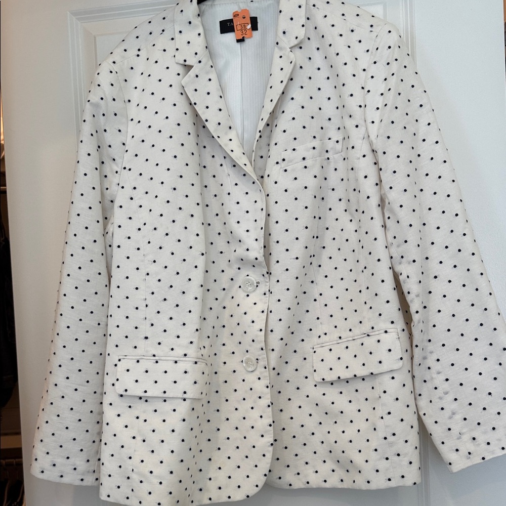 Talbots Women's White Polka Dot Blazer jacket